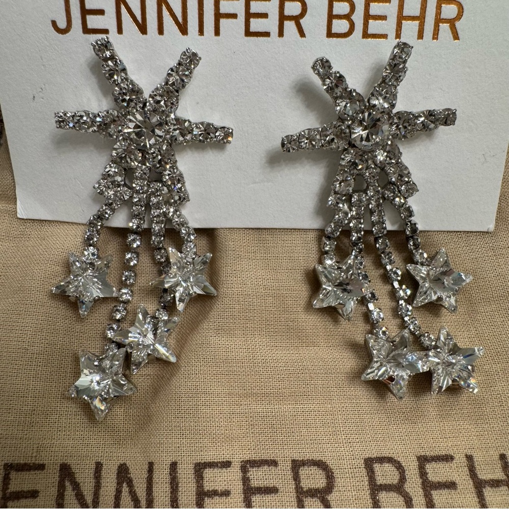 Jennifer Behr Rhiannon Star Earrings in Crystal - Picture 6 of 7